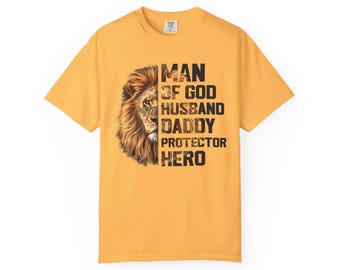 Camiseta de León del Hombre de Dios / Camiseta de Héroe de Papá Cristiano