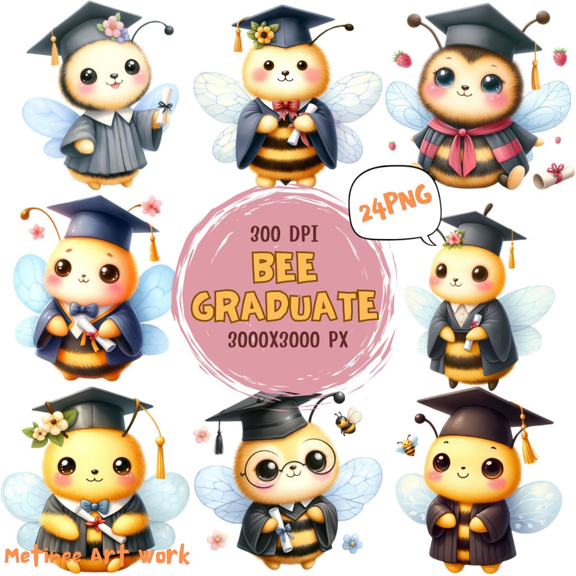 Bee Graduate a0287watercolor Clip Art ,digital Download,printable ...