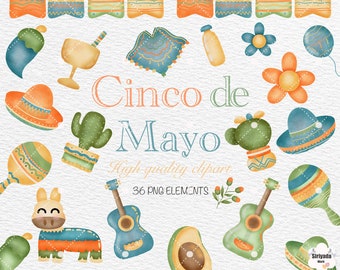 Watercolor cinco de mayo Clipart, Watercolor Fiesta Clipart, Fiesta, Mexican clipart, Cinco de Mayo Clipart, Instant DownloadPNG