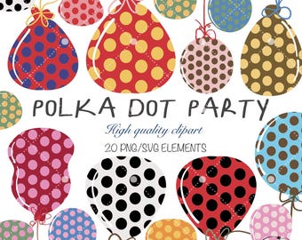 Polkadot party Clipart, polkadot balloons, birthday party balloons svg, pastel polkadot balloons, instant download, baby shower polkadot