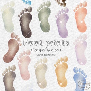 Watercolor foot prints Clipart, Soap clipart, Bubble Birthday clipart, Rainbow Bubbles clipart, instant download, Commercial Use