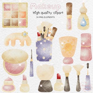 Watercolor makeup Clipart, Beauty Make Up clipart, Foundation lipstick Clipart, Fashion Clipart, instant download, Commercial Use