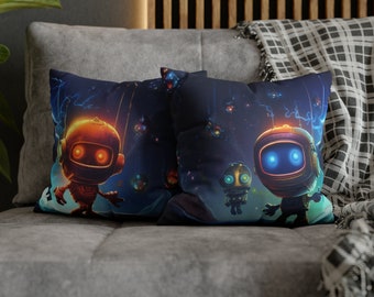 Anime Robot Spun Polyester Square Pillowcase, Kids Pillowcase, Kids Room, Childrens Gift