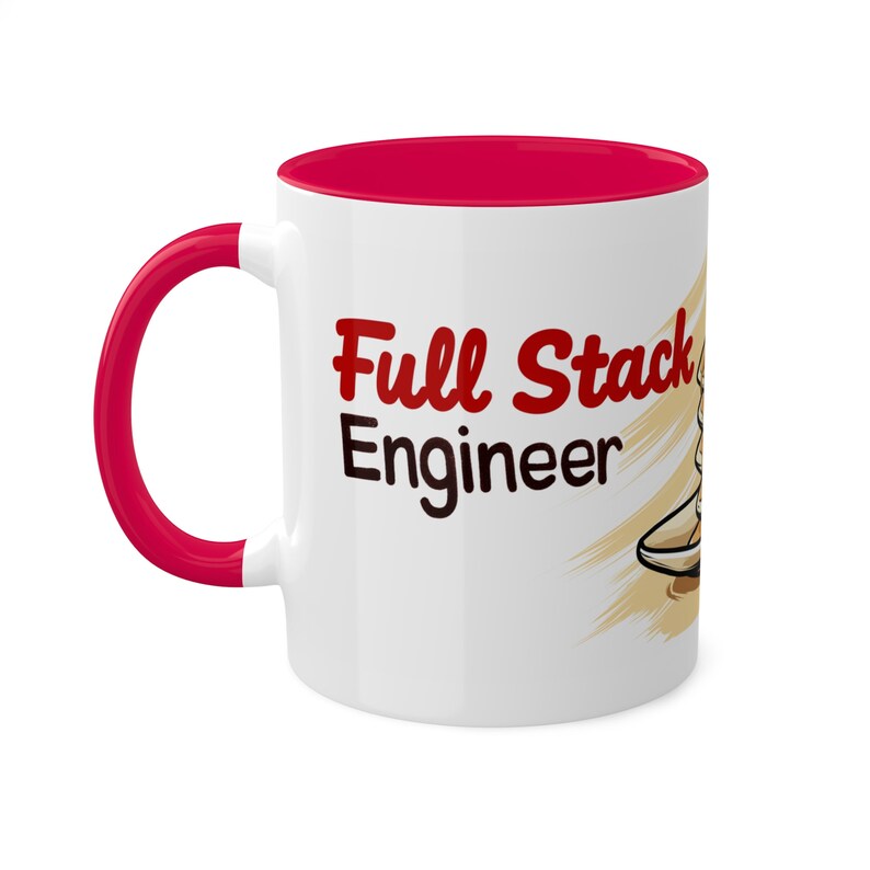 Tazza Full Stack Engineer - Tazza in ceramica da 11 once con pila di pancake a tema codice - Tazza da caffè per sviluppatori in rosso o nero - Regalo per programmatori immagine 3
