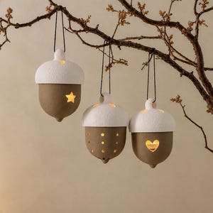 Herbstdeko Eichel Windlicht | Leuchtende Eichel | Fensterdeko Herbst | Anhänger für Äste | Weihnachtsdeko | Boho Deko