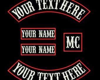 Custom Motorcycle Biker Patches,Personalized Embroidery Rocker Patch Name Patche for Vest Jacket-Iron on (11&#39;&#39; - 5 Pack Rocker Patches)