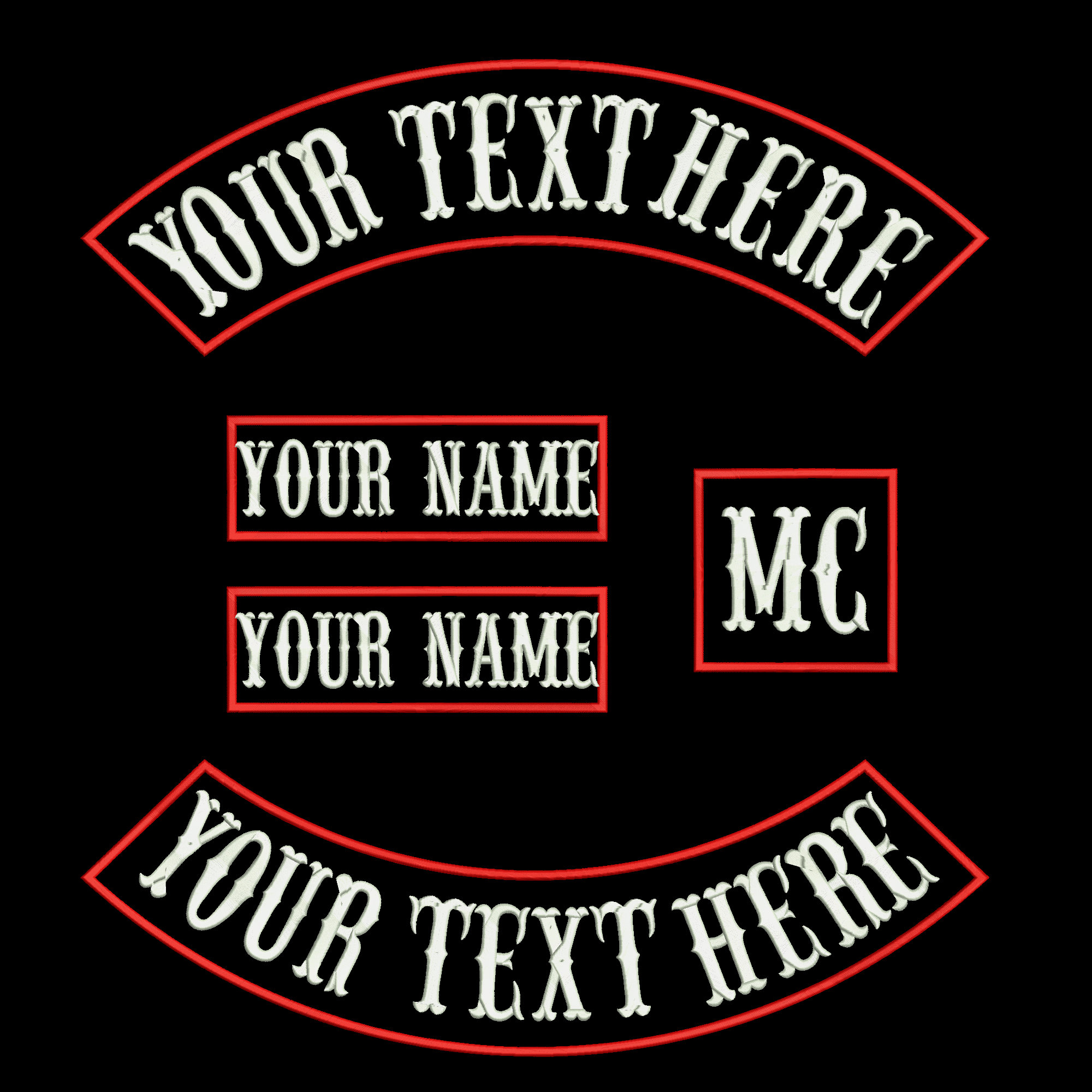 Custom Motorcycle Biker Patches,Personalized Embroidery Rocker Patch Name Patches for Vest Jacket-Iron on (13'' - 5 Pack Rocker Patches)