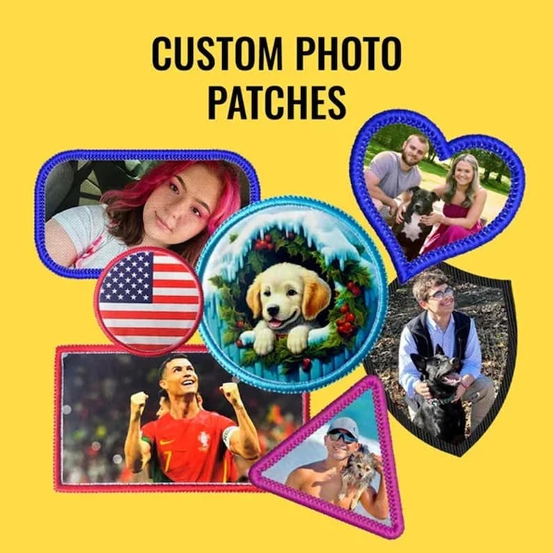 Design Your Own Photo Patch Custom Embroidery Patch All Shape Available. Put any picture or text on a patch. Iron/Sew on/Hook & loop backing image 1
