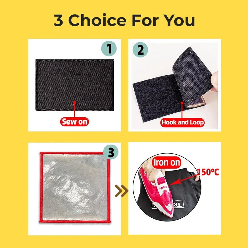 Design Your Own Photo Patch Custom Embroidery Patch All Shape Available. Put any picture or text on a patch. Iron/Sew on/Hook & loop backing image 5