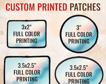Custom Iron On Patches | Choose Your Shape, Custom Made Printed Patches with Black Border, adhesive backing, add your logo, add your photo