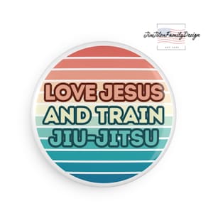 Bouton aimanté de Jiu-Jitsu, Aimant de Jiu Jitsu pour filles et garçons, Cadeau BJJ pour hommes et femmes, Jésus amour et train Jiu Jitsu, Bas de Noël BJJ