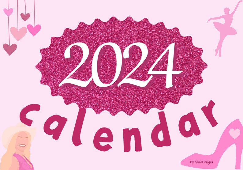 Calendario imprimible 2024 inspirado en Barbie Etsy México