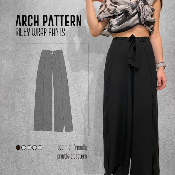 Wrap Pants Pattern, Trousers Pattern, Riley Pants Pattern, Digital Pants Pattern, Tied Pants Pattern, Sewing Pattern