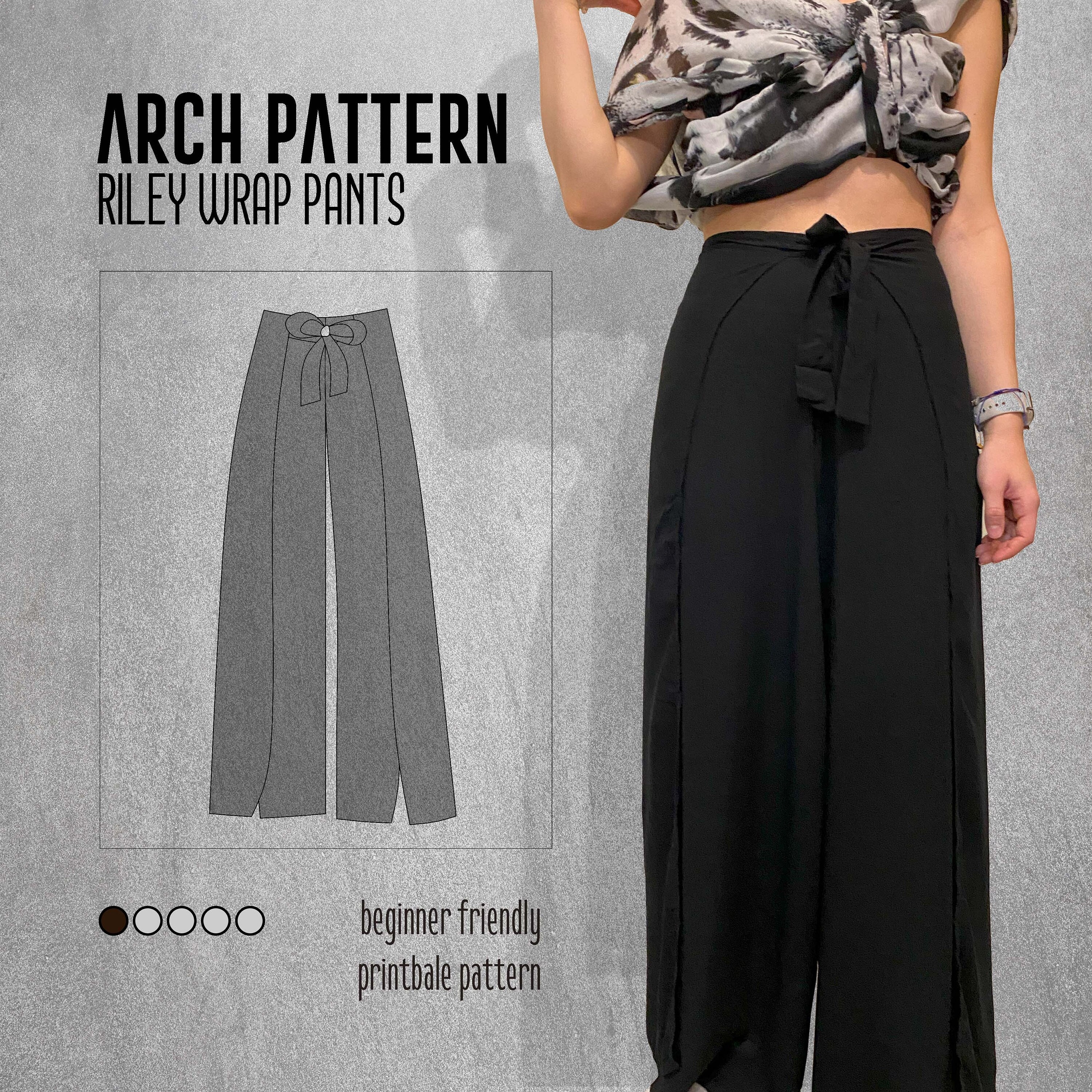 Sloan Wrap Pants PDF Sewing Pattern Wide Leg Wrap Around Tie Pants