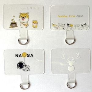 Patch de conector transparente de desenho animado para cordões de telefone, torneira de alça de telefone, cartão de telefone, cordão de colar de telefone, aba para telefone