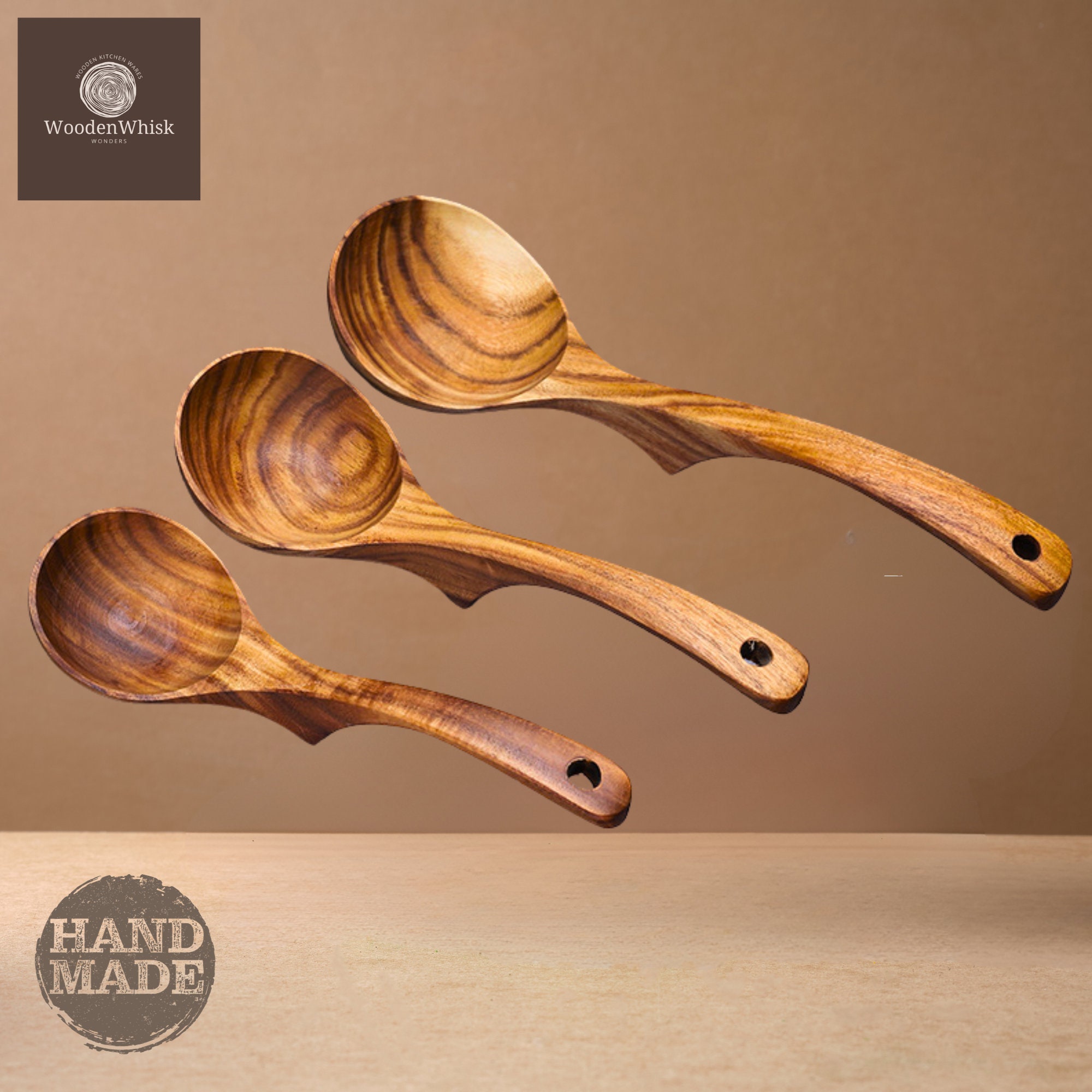 Cucharas de madera para cocinar, juego de utensilios de cocina de madera de  madera maciza natural, incluye cucharas, espátulas, cucharones, cuchara
