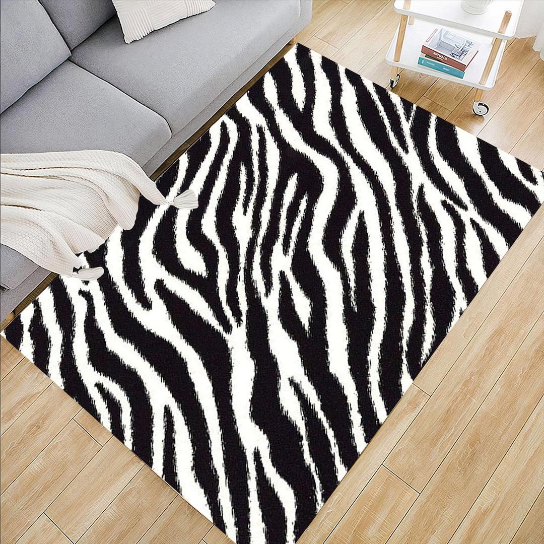 Zebra Pattern Rug,zebra Carpet,animal Skin Rug,black White Rug,living ...