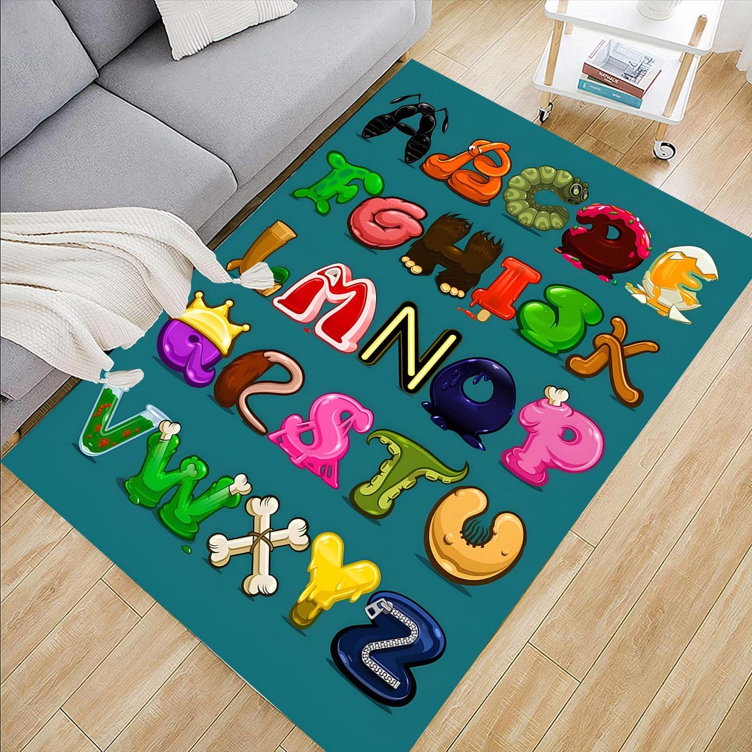 Alphabet Rug,abc Kids Rug,fun Alphabet Rug,educational Rug,alphabet ...