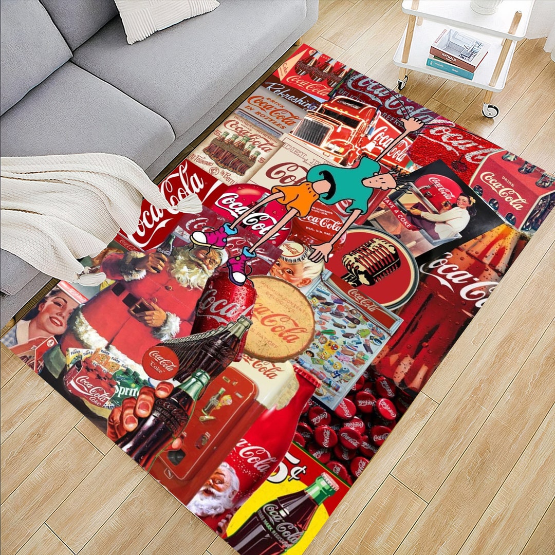 Coca Cola Rug, Cola Bottles Rug, Red Rug, Sketch Rug,kids Room Rug ...