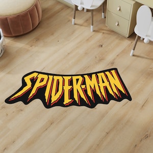 Spiderman Text Rug,Spiderman Rug,Spider Rug,Spiderman Area Rug,Living Room Rug,boys room,Home Decor Rug,Fan Rug,Kids Room Rug,Gift For Him