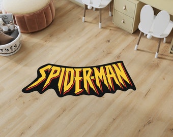 Spiderman Text Rug,Spiderman Rug,Spider Rug,Spiderman Area Rug,Living Room Rug,boys room,Home Decor Rug,Fan Rug,Kids Room Rug,Gift For Him