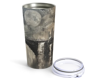 Cityscape Mug - Bridge Waterfall Oil Painting Coffee Cup, Unique Art Gift for Home & Office, Ceramic Drinkware, Beautiful Decor