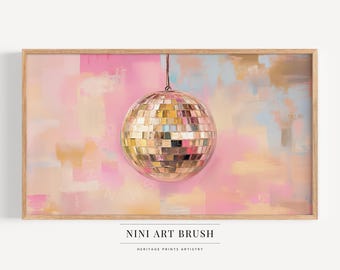 Gold Disco Ball Painting Samsung Frame TV Art Disco Ball Print Frame TV Art Girly Frame TV Art Disco Ball Decor Mirrorball Art Oil Painting