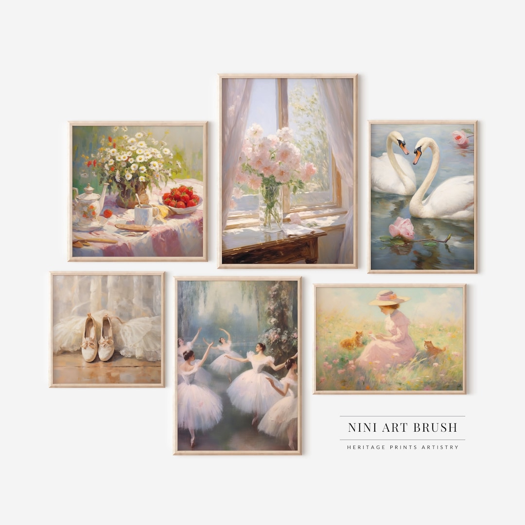 Coquette Printable Wall Art Set of 6 Coquette Room Decor Vintage ...