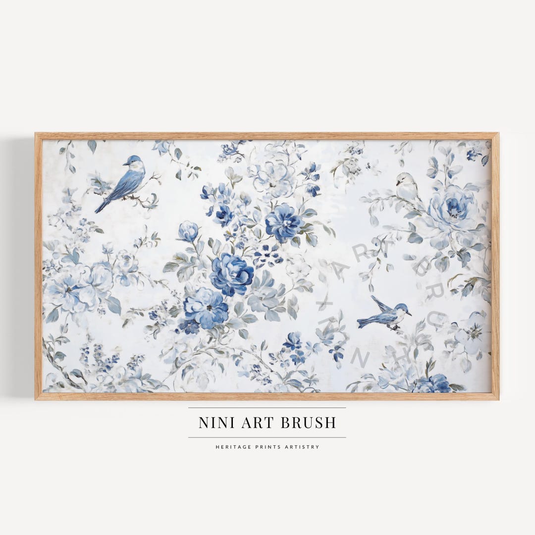 Blue Chinoiserie Wall Art Samsung Frame TV Art Chinoiserie Frame TV Art ...