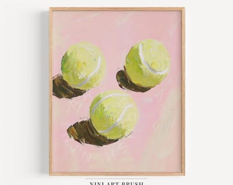 Pink Tennis Print Vintage Tennis Wall Art Tennis Poster Tennis Ball Printable Wall Art Tennis Art Print Sport Print Modern Tennis Art Sporty