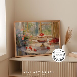 Strawberry Cake Art Strawberry Shortcake Vintage Kitchen Art Coquette Room Decor Printable Wall Art Oil Painting Summer Decor Strawberry decor niniartbrush
nini art brush
summer wall art