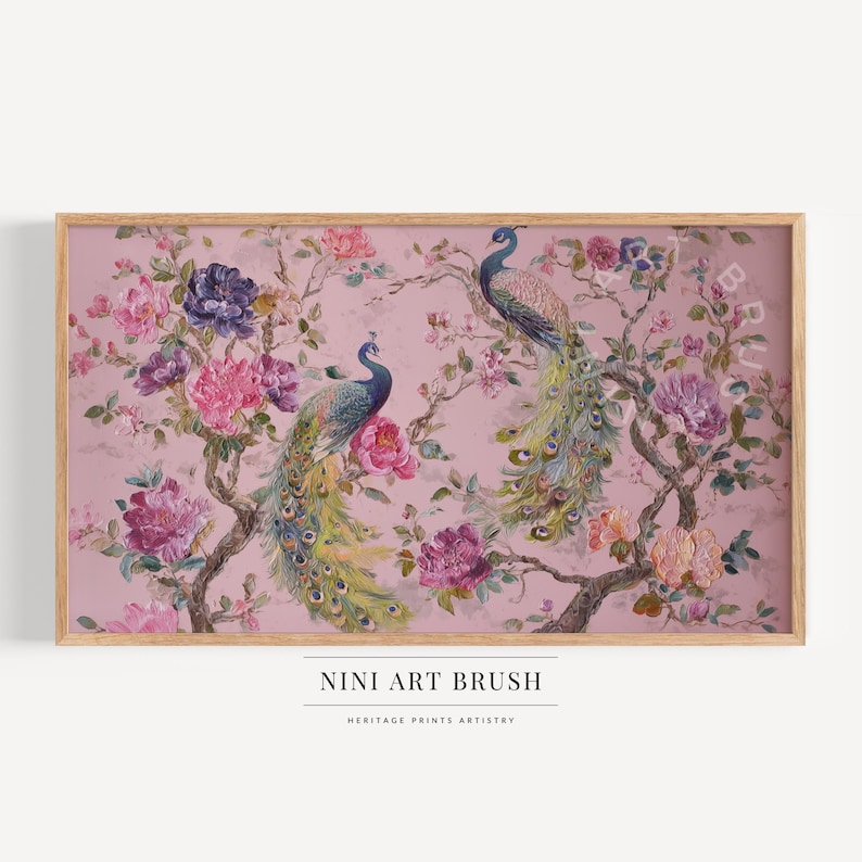 Chinoiserie Frame TV Art Pink Chinoiserie Wall Art Samsung Frame TV Art ...