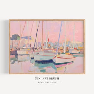 Pink Sailboat Print Beachy Wall Art Coastal Wall Art Neutral Wall Art Coastal Print Sailboat Painting Nautical Wall Art Summer Decor