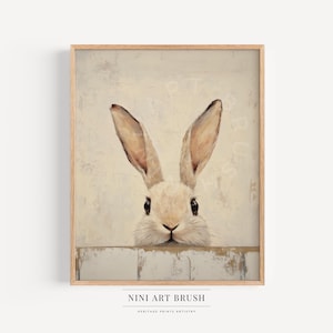 Vintage Rabbit Print Rabbit Painting Cottagecore Decor Easter Bunny Print Easter Wall Art Easter Decor Nursery Decor Farmhouse Spring Print