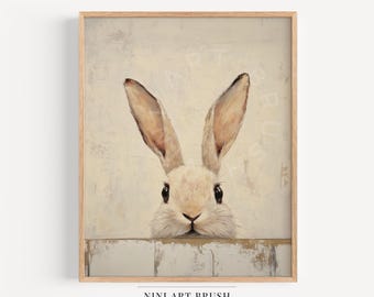 Vintage Rabbit Print Rabbit Painting Cottagecore Decor Easter Bunny Print Easter Wall Art Easter Decor Nursery Decor Farmhouse Spring Print