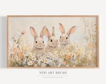 Easter Bunny Samsung Frame TV Art Easter Frame TV Art Spring Frame TV Art Rabbit Painting Spring Decor Easter Decor Cottagecore Decor