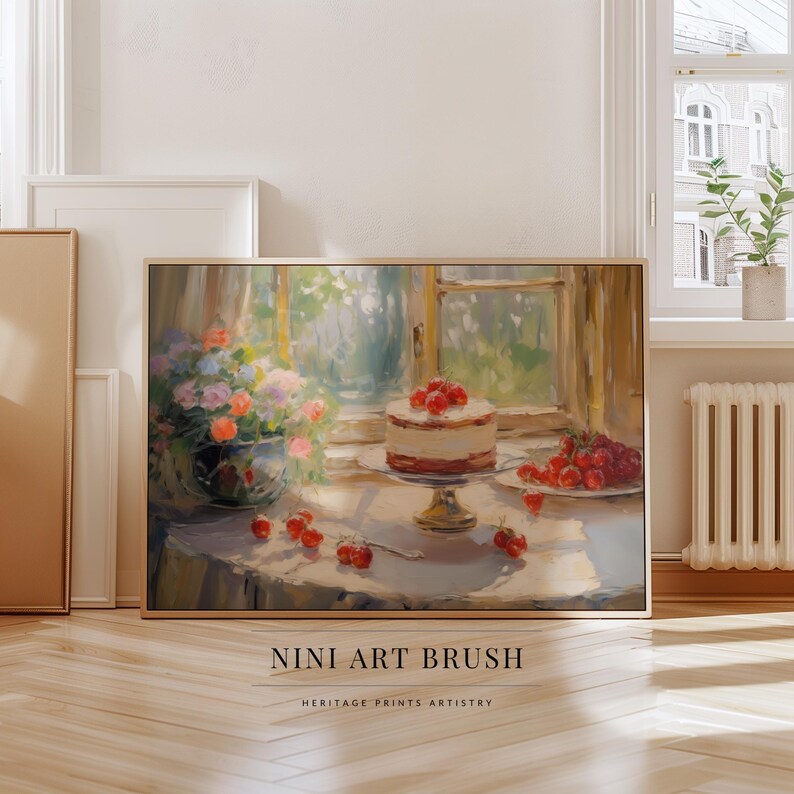 Strawberry Cake Art Strawberry Shortcake Vintage Kitchen Art Coquette Room Decor Printable Wall Art Oil Painting Summer Decor Strawberry decor niniartbrush
nini art brush
summer wall art