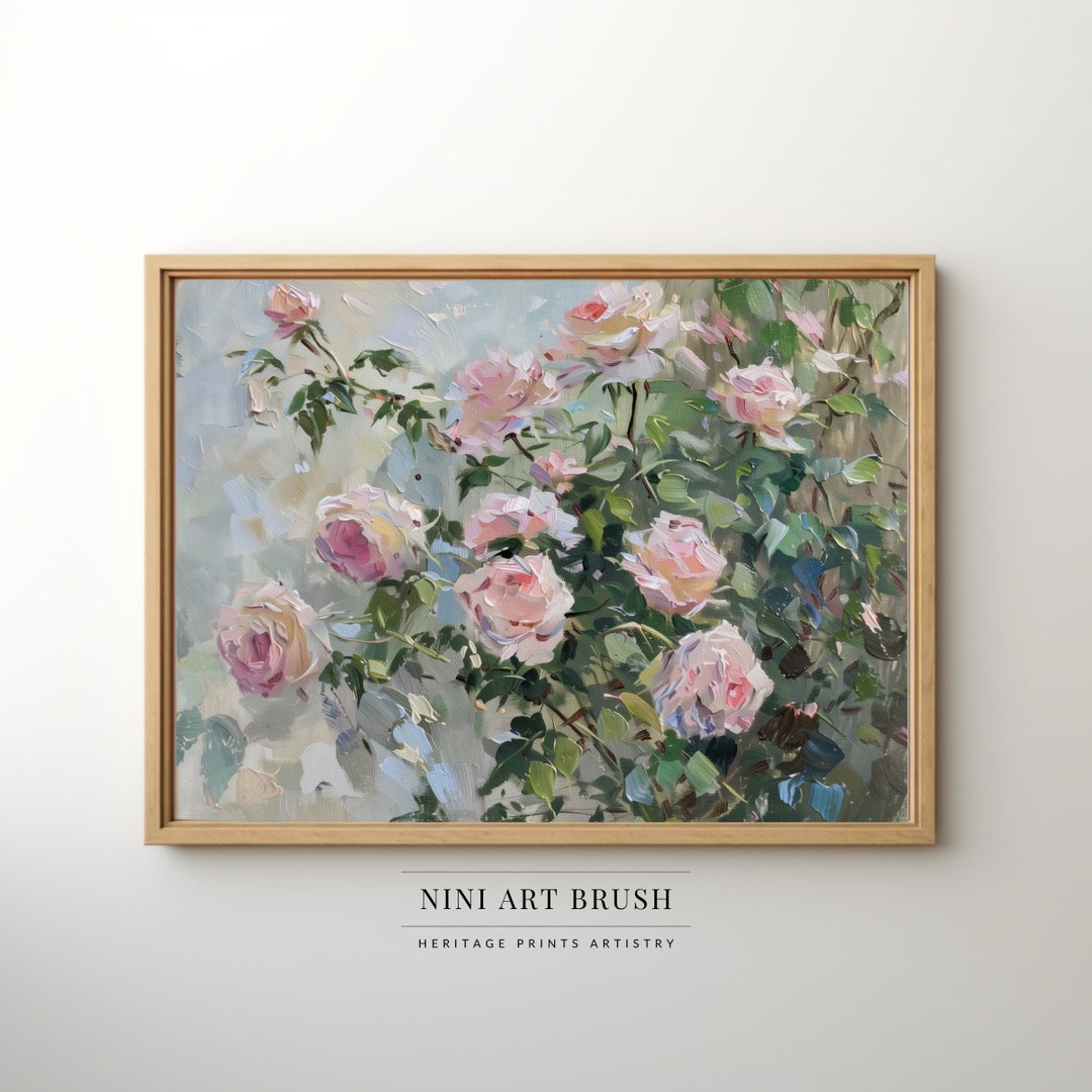 Floral Wall Art Spring Wall Art Pink Roses Print Cottagecore Decor ...