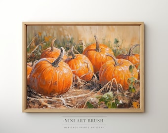 Vintage Pumpkin Wall Art Fall Wall Art Fall Decor Autumn Wall Art Halloween Wall Decor Farmhouse Decor Printable Wall Art Oil Painting