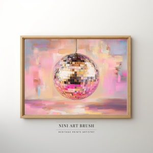 Disco Ball Print Mirrorball Wall Art Vintage Wall Art Bar Cart Art Printable Wall Art Disco Decor Mirrorball Poster Oil Painting Disco Print