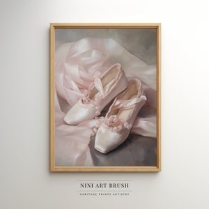 Ballet Shoes Print Coquette Room Decor Vintage Wall Art Ballet Print Ballerina Oil Painting Dance Wall Art Balletcore Print Girly Wall Art
