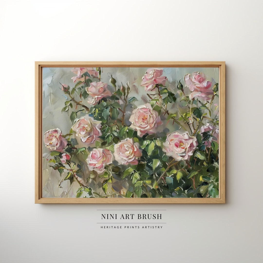 Floral Wall Art Spring Wall Art Pink Roses Print Cottagecore Decor ...