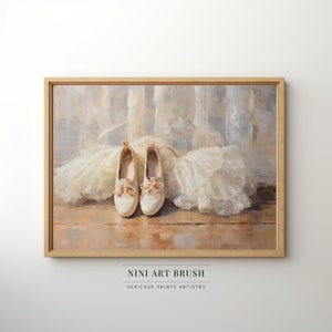 Coquette Room Decor Ballet Shoes Vintage Wall Art Coquette Wall Art Ballet Print Ballerina Wall Art Ballet Flats Balletcore Oil Painting