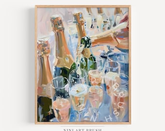 Cocktail Print Champagne Problems Printable Wall Art Bar Cart Art Champagne Glass Print Rose Wine Poster Coquette Room Decor Preppy Stuff
