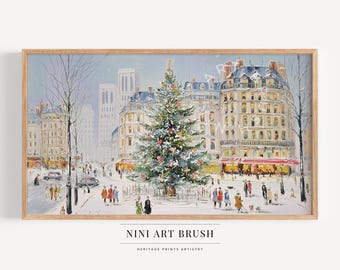 Christmas Frame TV Art New York Samsung Frame TV Art Winter Frame TV Art Xmas Nyc Christmas Decor Christmas Tree Oil Painting Winter Decor