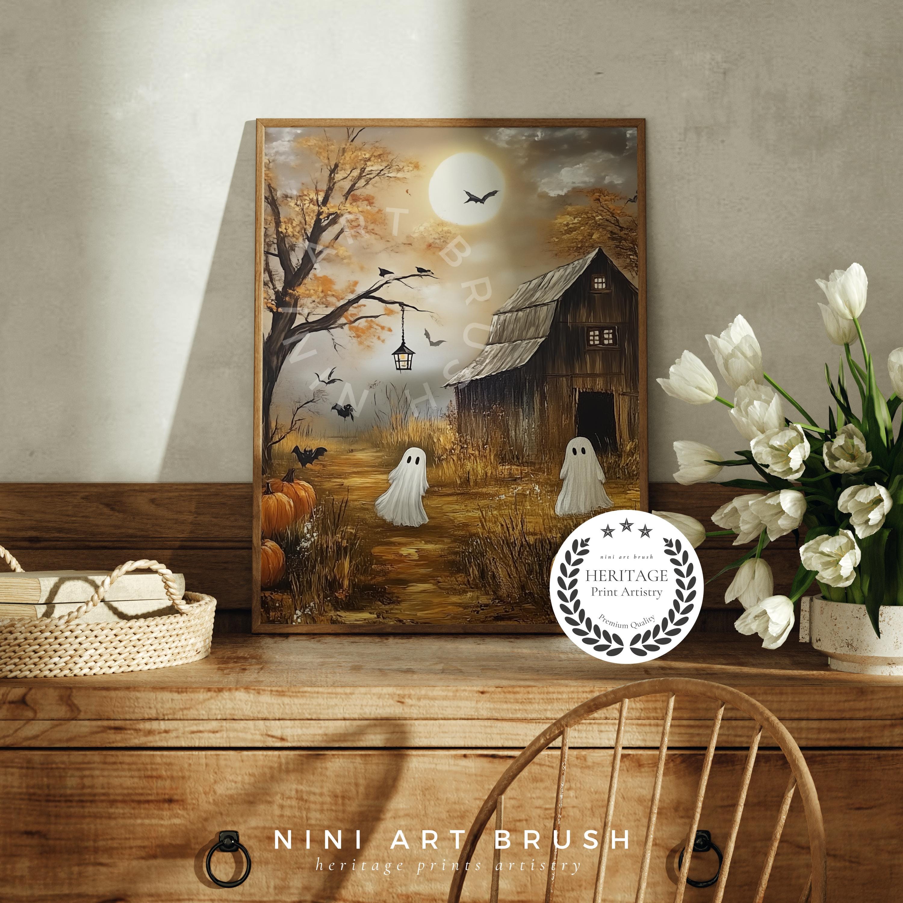 Vintage Cute Ghost Print Halloween Wall Art Spooky Season Printable ...