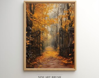 秋のウォールアート 秋の装飾 ヴィンテージウォールアート 印刷可能なウォールアート ダウンロード可能なアート 油絵 デジタルプリント 秋のウォールアート 秋の装飾
