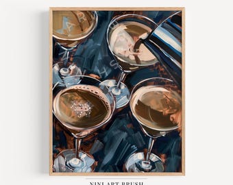 Espresso Martini Print Retro Cocktail Print Bar Cart Art Bar Cart Decor Vintage Wall Art Printable Wall Art Signature Drink Oil Painting