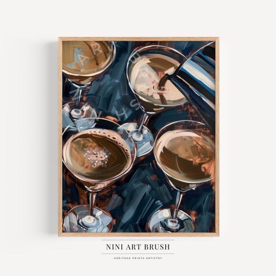 Espresso Martini Print Retro Cocktail Print Bar Cart Art Bar Cart Decor Vintage Wall Art Printable Wall Art Signature Drink Oil Painting