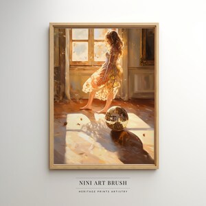 ディスコボールプリント ミラーボール ウォールアート ヴィンテージ ウォールアート バーカートアート 印刷可能なウォールアート ディスコ装飾 デジタルプリント 油絵 ディスコプリント